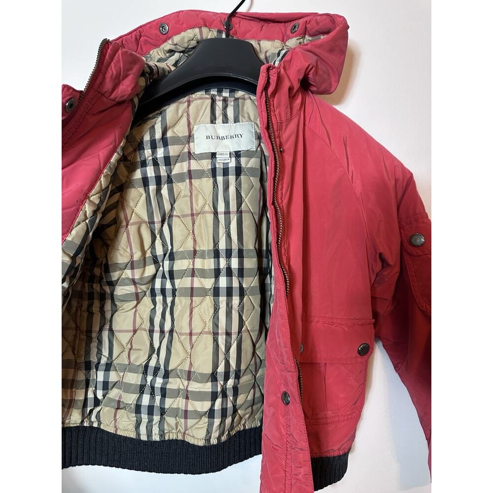 Burberry London Jacket Youth Red Nova Check Winter Rain Boy Zip Snap Size 10 US - Picture 3 of 12